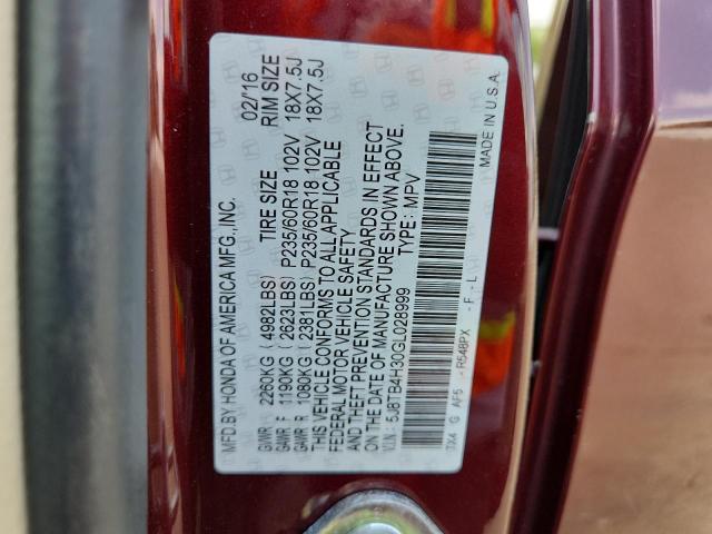 2016 ACURA RDX 5J8TB4H30GL028999