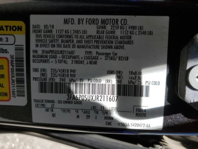 2018 FORD FUSION TIT 3FA6P0SUXJR211607