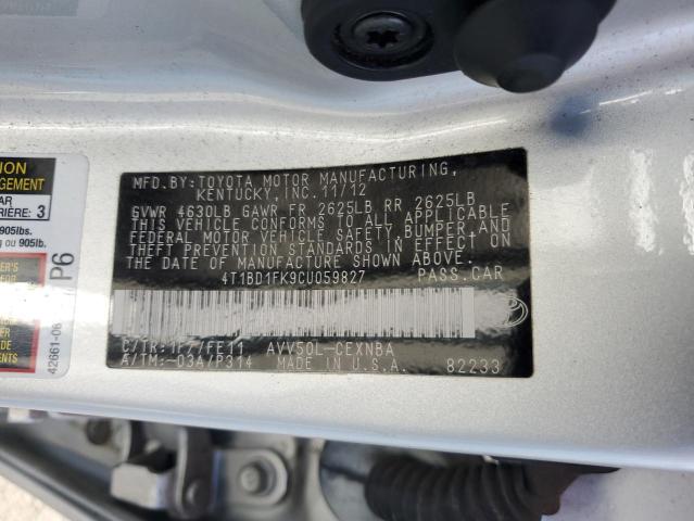 2012 TOYOTA CAMRY HYBR - 4T1BD1FK9CU059827