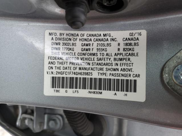 2016 HONDA CIVIC EXL 2HGFC1F74GH639825