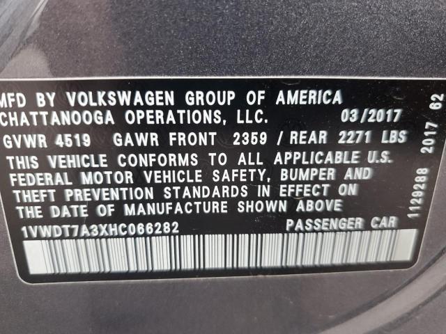 2017 VOLKSWAGEN PASSAT R-L 1VWDT7A3XHC066282