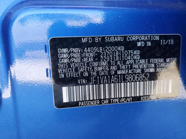 2020 SUBARU WRX JF1VA1A61L9806852