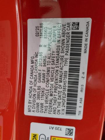 2025 HONDA CIVIC SPOR - 2HGFE2F58SH575859
