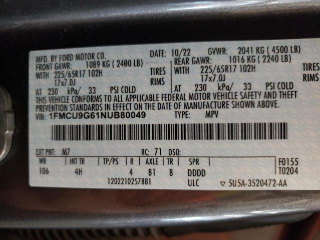 2022 FORD ESCAPE SE - 1FMCU9G61NUB80049