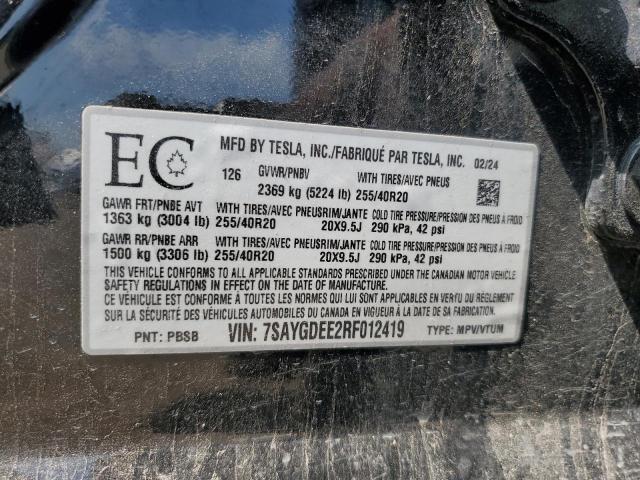 2024 TESLA MODEL Y - 7SAYGDEE2RF012419