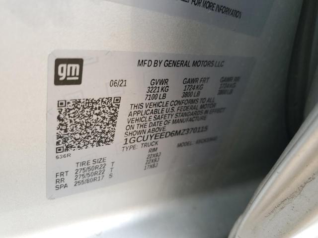 2021 CHEVROLET SILVERADO K1500 RST 1GCUYEED6MZ370115
