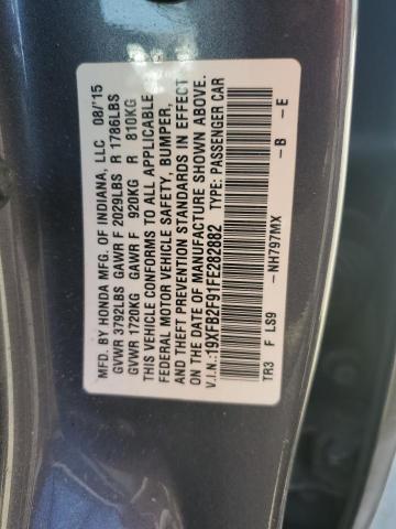 2015 HONDA CIVIC EXL 19XFB2F91FE282882