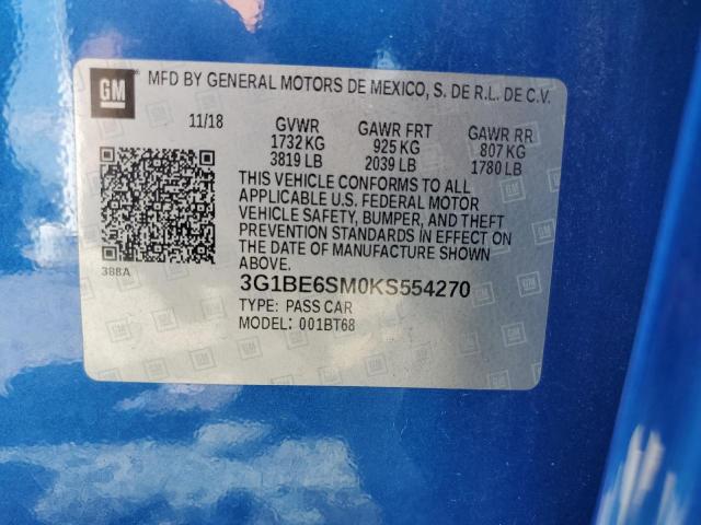 2019 CHEVROLET CRUZE LT 3G1BE6SM0KS554270