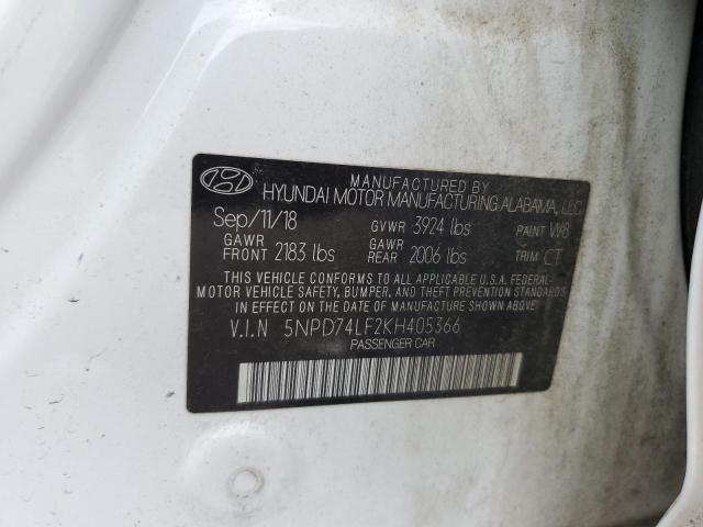 2019 HYUNDAI ELANTRA SE 5NPD74LF2KH405366