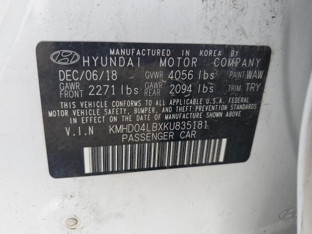 2019 HYUNDAI ELANTRA SP KMHD04LBXKU835181