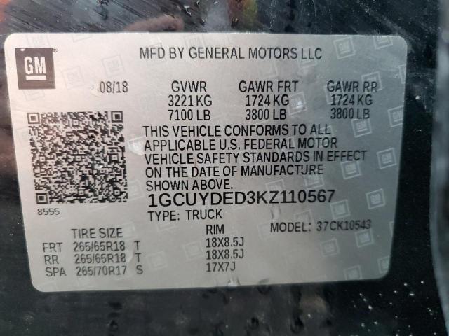 2019 CHEVROLET SILVERADO 1GCUYDED3KZ110567