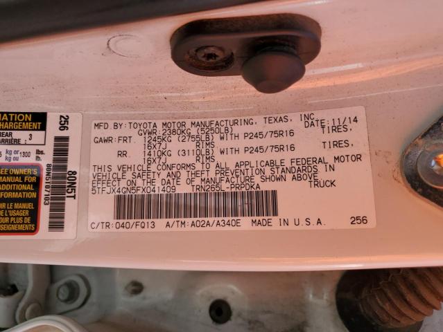 2015 TOYOTA TACOMA DOU - 5TFJX4GN5FX041409