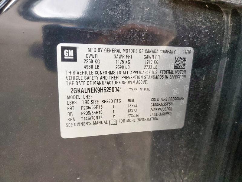 2017 GMC TERRAIN SL 2GKALNEK9H6250041