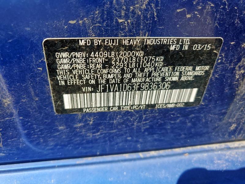 2015 SUBARU WRX PREMIU JF1VA1D63F9836306
