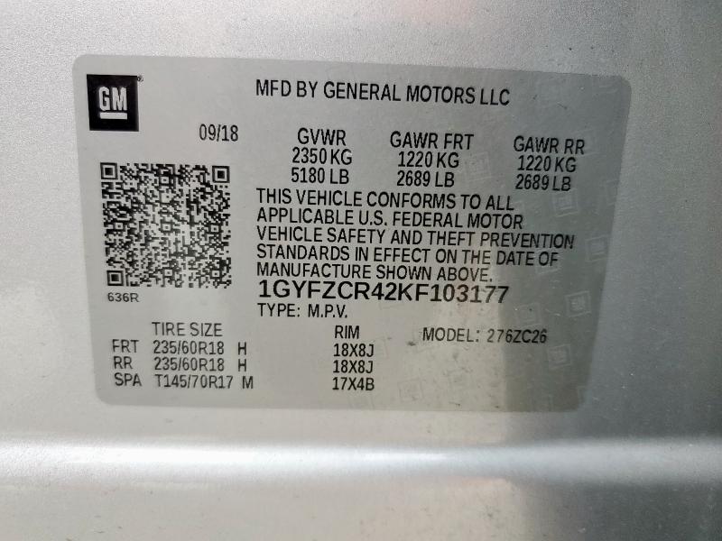 2019 CADILLAC XT4 PREMIU 1GYFZCR42KF103177