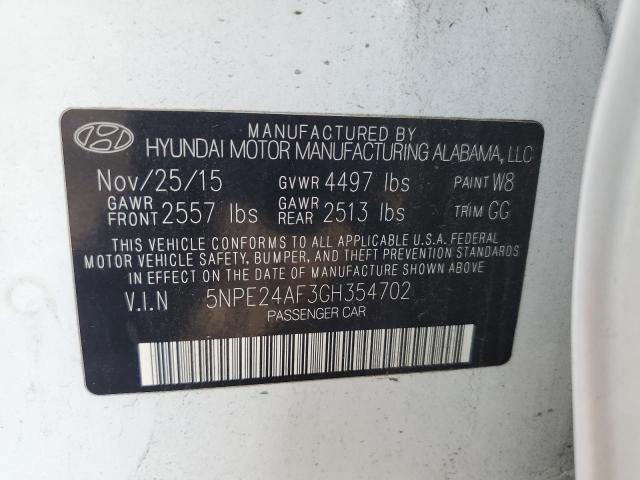 2016 HYUNDAI SONATA SE 5NPE24AF3GH354702
