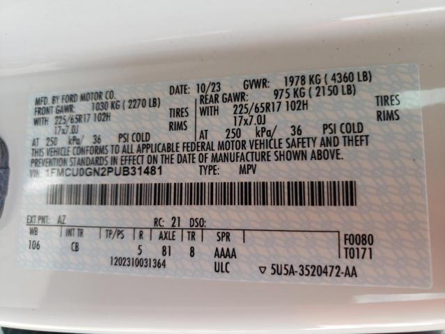 2023 FORD ESCAPE ACT 1FMCU0GN2PUB31481