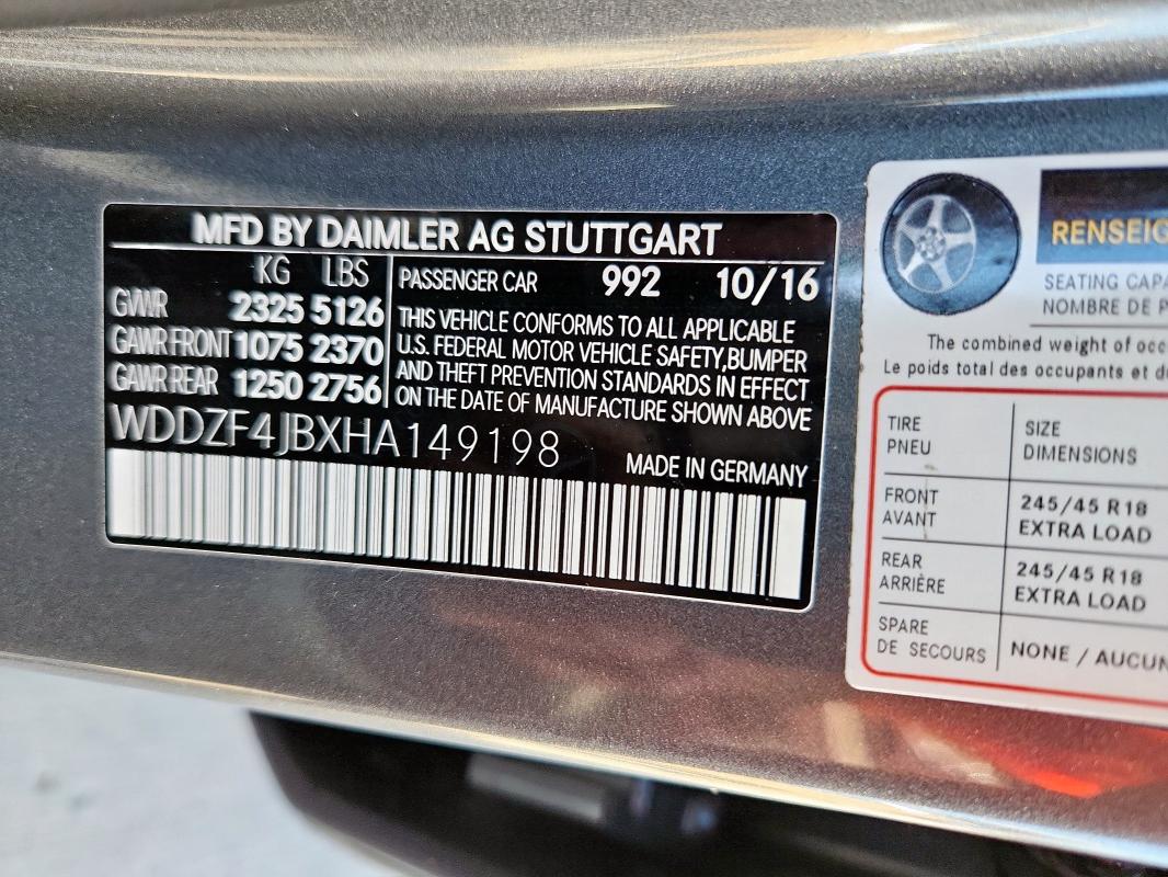 2017 MERCEDES-BENZ E 300 - WDDZF4JBXHA149198