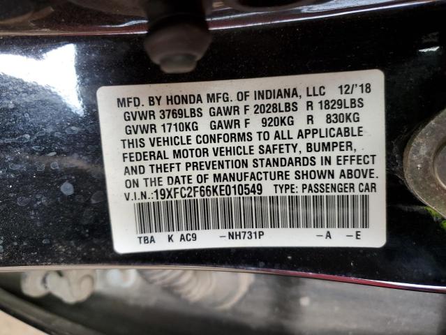 2019 HONDA CIVIC LX 19XFC2F66KE010549