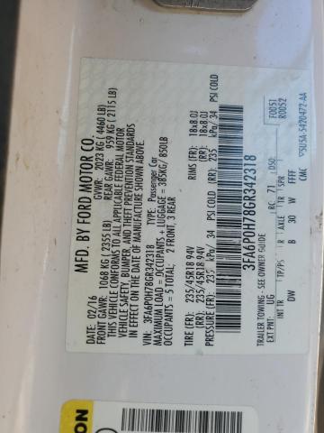 2016 FORD FUSION SE 3FA6P0H78GR342318