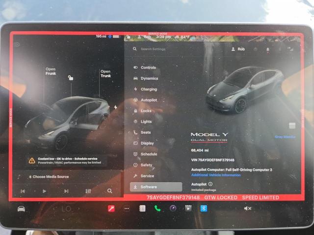 2022 TESLA MODEL Y 7SAYGDEF8NF379148