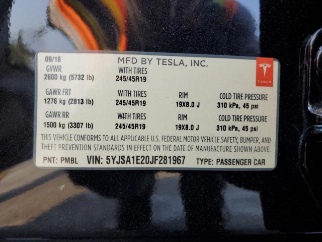 2018 TESLA MODEL S 5YJSA1E20JF281967