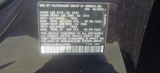 2024 VOLKSWAGEN ATLAS CROSS SPORT SEL R-LINE 1V2AE2CA3RC239395