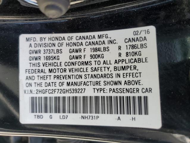 2016 HONDA CIVIC EX 2HGFC2F72GH539227
