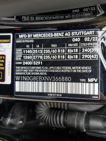 2022 MERCEDES-BENZ GLC 300 4M W1N0G8EBXNV366880
