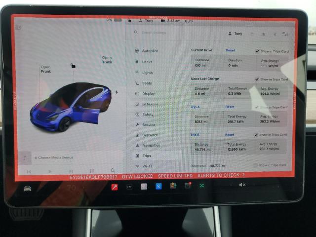 2020 TESLA MODEL 3 5YJ3E1EA3LF796917
