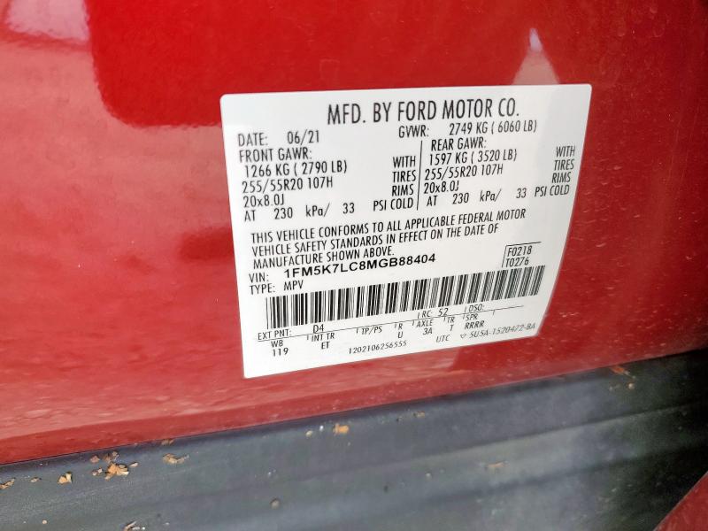 2021 FORD EXPLORER K 1FM5K7LC8MGB88404