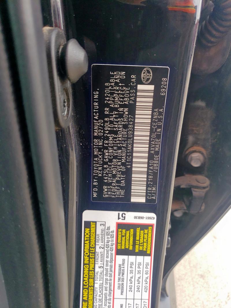2020 TOYOTA CAMRY LE - 4T1C11AK0LU938427
