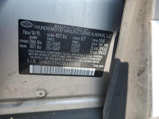 2020 HYUNDAI SANTA FE SEL 5NMS33AD2LH201812