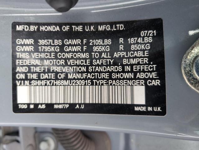 2021 HONDA CIVIC EX SHHFK7H68MU230915