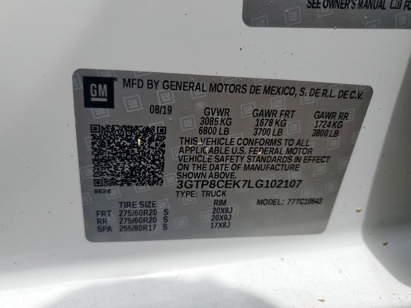 2020 GMC SIERRA C1500 ELEVATION 3GTP8CEK7LG102107