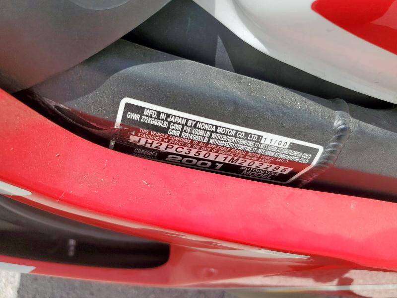 2001 HONDA CBR600 F4 JH2PC35011M202296