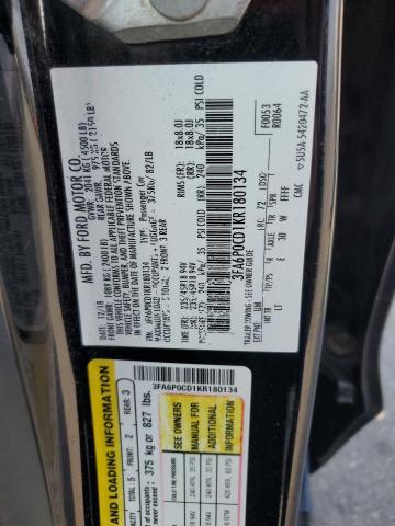 2019 FORD FUSION SEL 3FA6P0CD1KR180134