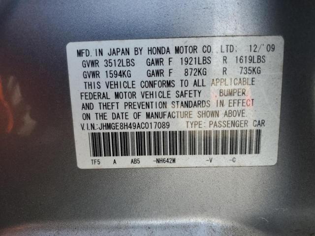 2010 HONDA FIT SPORT - JHMGE8H49AC017089