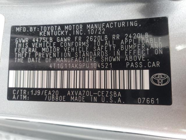 2023 TOYOTA CAMRY SE NIGHT SHADE 4T1G11AK9PU104521