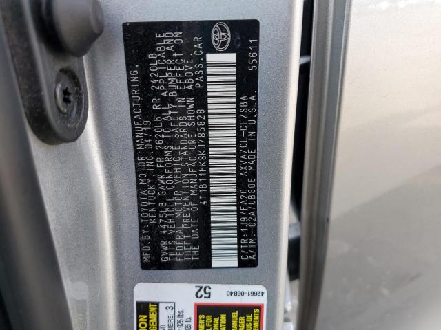 2019 TOYOTA CAMRY L 4T1B11HK8KU785828
