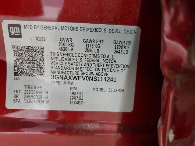 2022 CHEVROLET EQUINOX RS 3GNAXWEV0NS114241