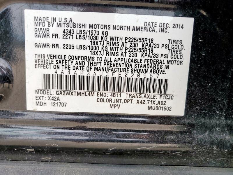 2015 MITSUBISHI OUTLANDER 4A4AP3AU3FE020587