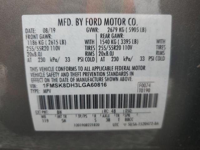 2020 FORD EXPLORER X 1FMSK8DH3LGA60816
