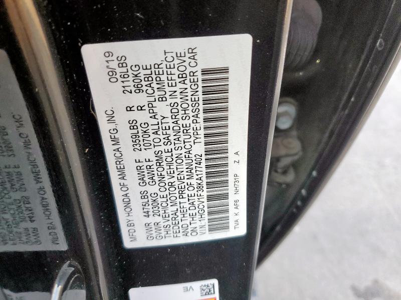 2019 HONDA ACCORD SPO 1HGCV1F38KA177402