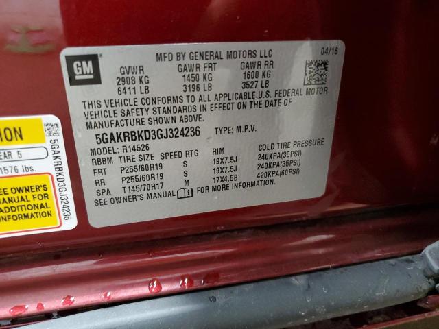 2016 BUICK ENCLAVE 5GAKRBKD3GJ324236