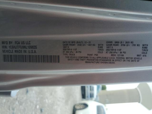 2022 JEEP GLADIATOR 1C6HJTFG9NL109835