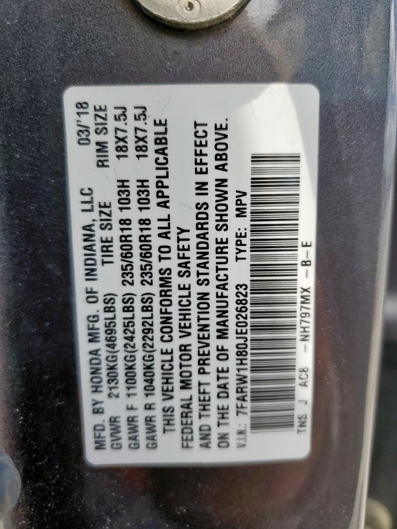 2018 HONDA CR-V EXL 7FARW1H80JE026823