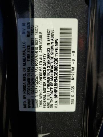 2016 HONDA ODYSSEY TO 5FNRL5H94GB060230