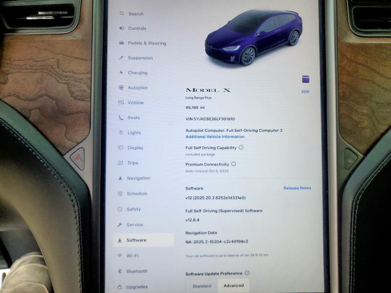 2020 TESLA MODEL X 5YJXCBE26LF301910