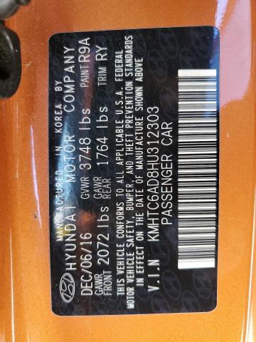 2017 HYUNDAI VELOSTER KMHTC6AD8HU312303